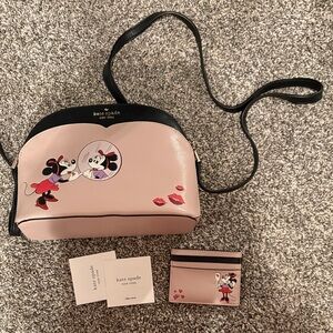 Kate Spade Black and Pink Minnie Mouse Crossbody Bag with card holder